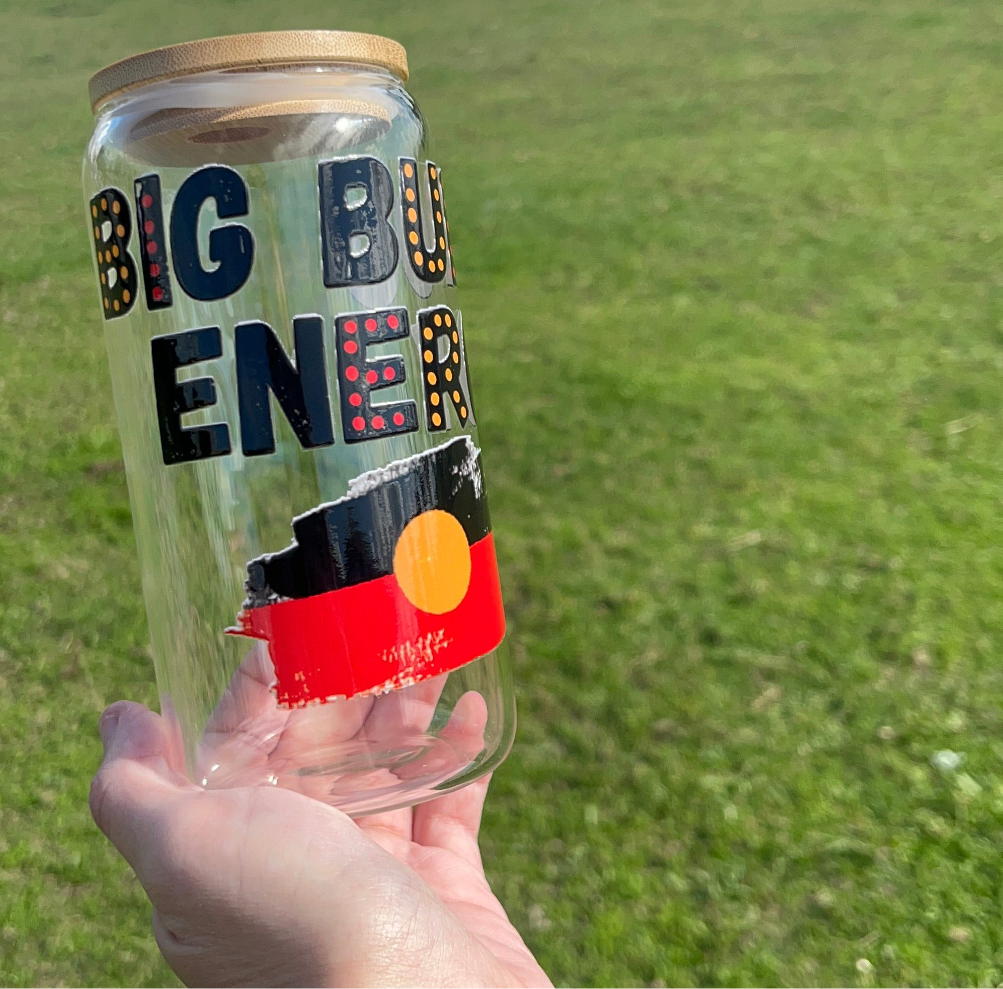Big Budoo Energy glass tumbler